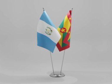 Grenada - Guatemala İşbirliği Bayrakları, Beyaz Arkaplan - 3D Yapılandırma