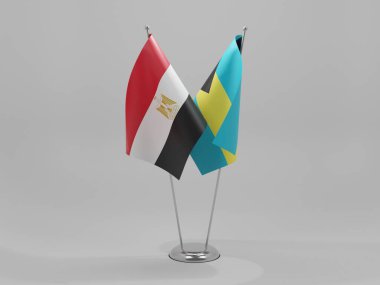 Bahamalar - Mısır İşbirliği Bayrakları, Beyaz Arkaplan - 3D Render