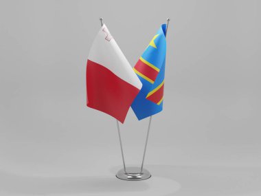 Kongo Demokratik Cumhuriyeti - Malta İşbirliği Bayrakları, Beyaz Arkaplan - 3D Render