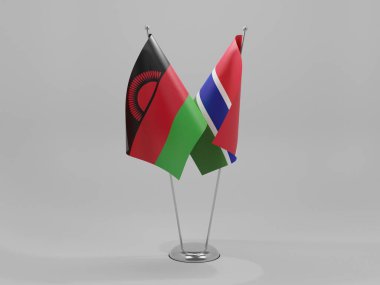 Gambiya - Malavi İşbirliği Bayrakları, Beyaz Arkaplan - 3D Render