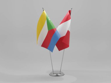 Peru - Komoros İşbirliği Bayrakları, Beyaz Arkaplan - 3D Render