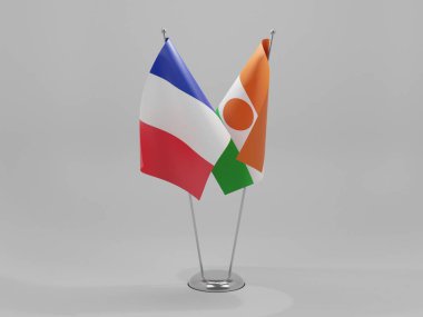 Nijer - Fransa İşbirliği Bayrakları, Beyaz Arkaplan - 3D Yapılandırma