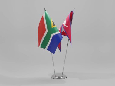 Nepal - Güney Afrika İşbirliği Bayrakları, Beyaz Arkaplan - 3D Render
