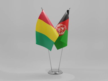 Afganistan - Gine İşbirliği Bayrakları, Beyaz Arkaplan - 3D Render