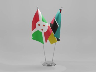 Mozambik - Burundi İşbirliği Bayrakları, Beyaz Arkaplan - 3D Render