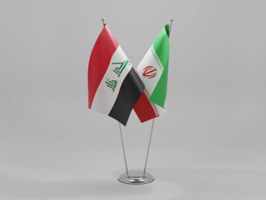 İran - Irak İşbirliği Bayrakları, Beyaz Arkaplan - 3D Yapılandırma