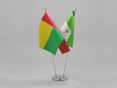 Ekvator Ginesi - Gine Bissau İşbirliği Bayrakları, Beyaz Arkaplan - 3D Render