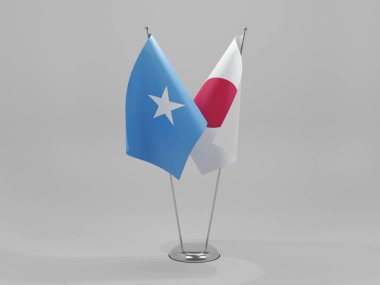 Japonya - Somali İşbirliği Bayrakları, Beyaz Arkaplan - 3D Render