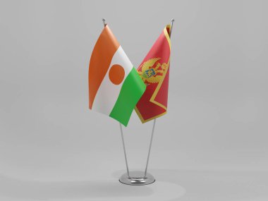 Karadağ - Nijer İşbirliği Bayrakları, Beyaz Arkaplan - 3D Hazırlama