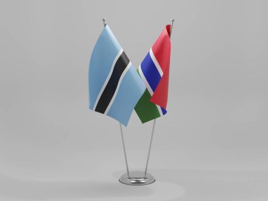 Gambiya - Botswana İşbirliği Bayrakları, Beyaz Arkaplan - 3D Render