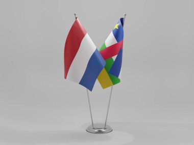 Orta Afrika Cumhuriyeti - Hollanda İşbirliği Bayrakları, Beyaz Arkaplan - 3D Render