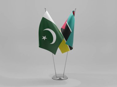 Mozambik - Pakistan İşbirliği Bayrakları, Beyaz Arkaplan - 3D Render