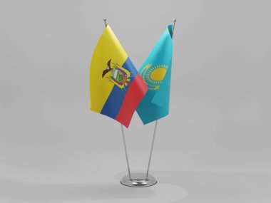 Kazakistan - Ekvador İşbirliği Bayrakları, Beyaz Arkaplan - 3D Yapılandırma