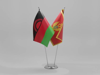 Karadağ - Malavi İşbirliği Bayrakları, Beyaz Arkaplan - 3D Render