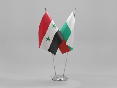 Bulgaristan - Suriye İşbirliği Bayrakları, Beyaz Arkaplan - 3D Hazırlama