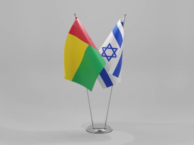 İsrail - Gine Bissau İşbirliği Bayrakları, Beyaz Arkaplan - 3D Render