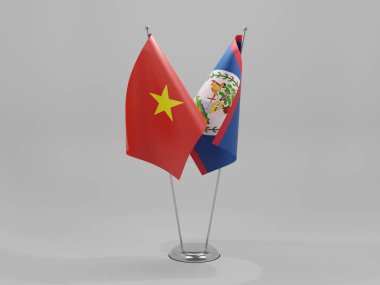 Belize - Vietnam İşbirliği Bayrakları, Beyaz Arkaplan - 3D Render
