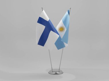 Arjantin - Finlandiya İşbirliği Bayrakları, Beyaz Arkaplan - 3D Hazırlama