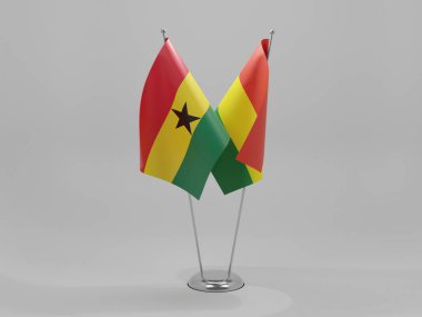 Bolivya - Gana İşbirliği Bayrakları, Beyaz Arkaplan - 3D Render