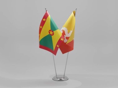 Bhutan - Grenada İşbirliği Bayrakları, Beyaz Arkaplan - 3D Renklendirme