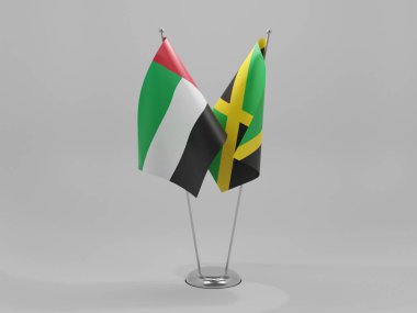 Jamaika - Birleşik Arap Emirlikleri İşbirliği Bayrakları, Beyaz Arkaplan - 3D Render