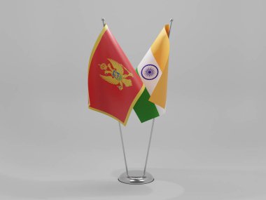 Hindistan - Karadağ İşbirliği Bayrakları, Beyaz Arkaplan - 3D Hazırlama