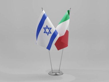 İtalya - İsrail İşbirliği Bayrakları, Beyaz Arkaplan - 3D Yapılandırma