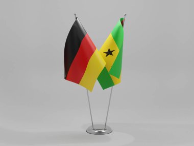 Sao Tome ve Principe - Almanya İşbirliği Bayrakları, Beyaz Arkaplan - 3D Render