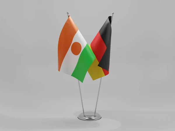 Alemanha Bandeiras Cooperação Níger Fundo Branco Render — Fotografia de Stock