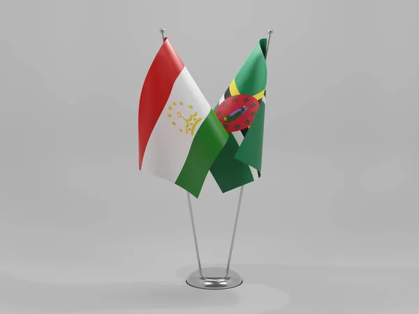 Dominika Tadżykistan Flagi Współpracy Białe Tło Render — Zdjęcie stockowe
