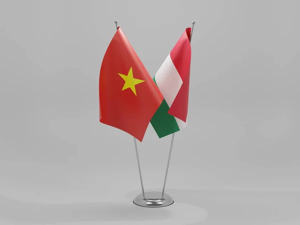 Magyarország Vietnam Cooperation Flags Fehér Háttér Render — Stock Fotó