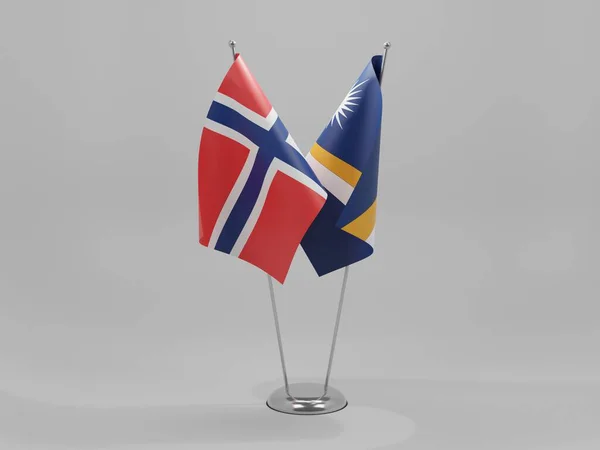 Wyspy Marshalla Norwegia Flagi Współpracy Białe Tło Render — Zdjęcie stockowe