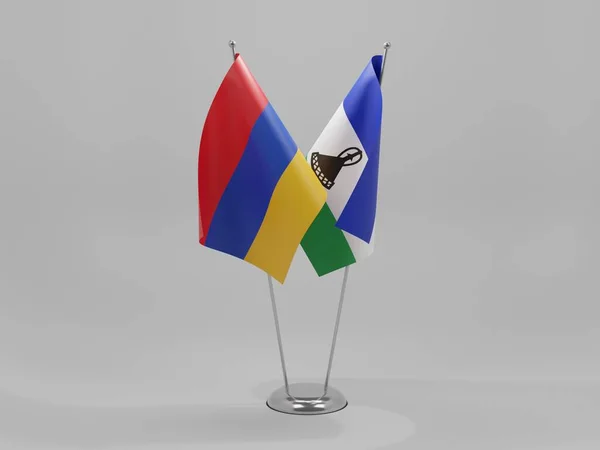 Lesotho Arménie Spolupráce Vlajky Bílé Pozadí Vykreslování — Stock fotografie