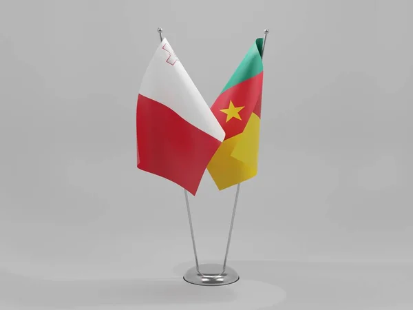 Kamerun Málta Együttműködési Zászlók Fehér Háttér Render — Stock Fotó