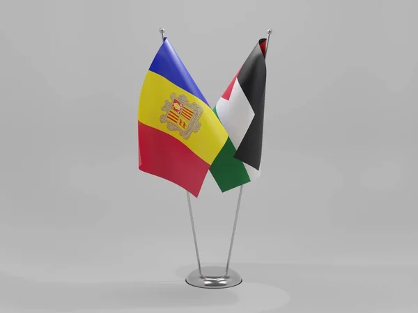 Palestina Andorra Banderas Cooperación Fondo Blanco Render —  Fotos de Stock