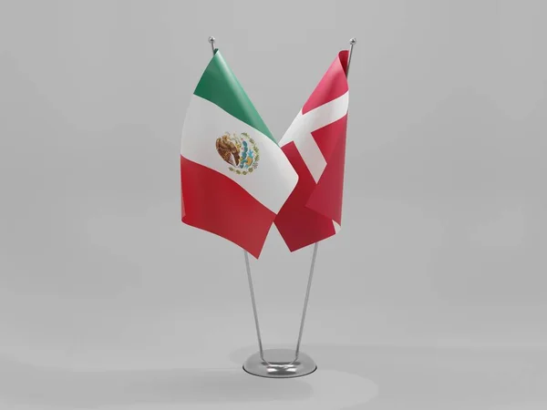 Dinamarca Banderas Cooperación México Fondo Blanco Render — Foto de Stock