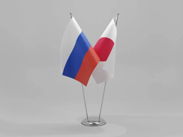 Japan Russia Cooperation Flags White Background Render — Stock Photo, Image