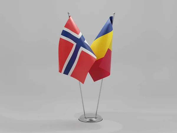 Czad Norwegia Flagi Współpracy Białe Tło Render — Zdjęcie stockowe