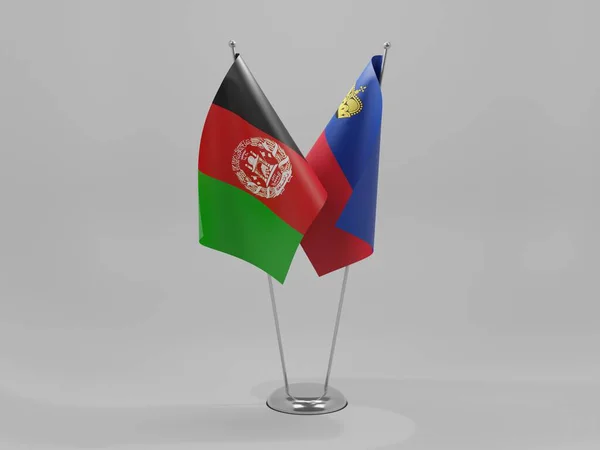 Σημαίες Συνεργασίας Λιχτενστάιν Αφγανιστάν Λευκό Φόντο Render — Φωτογραφία Αρχείου