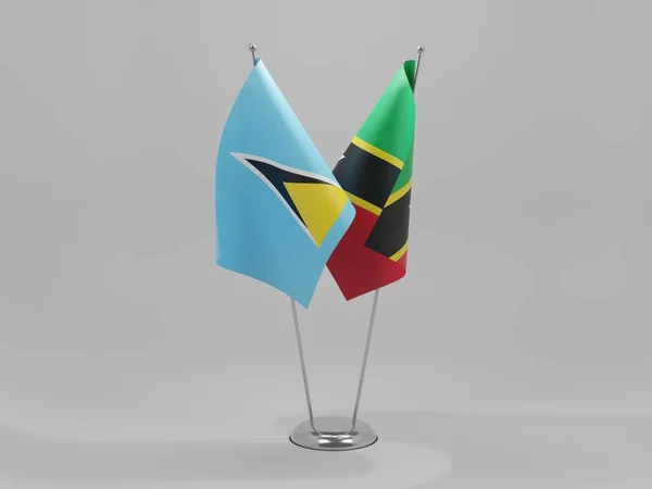 Saint Kitts Nevis Saint Lucia Cooperation Flags White Background Render — Stock Photo, Image