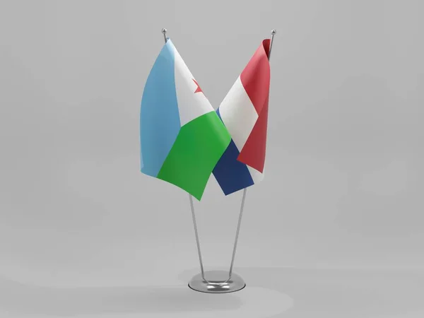 Holandia Flagi Współpracy Dżibuti Białe Tło Render — Zdjęcie stockowe
