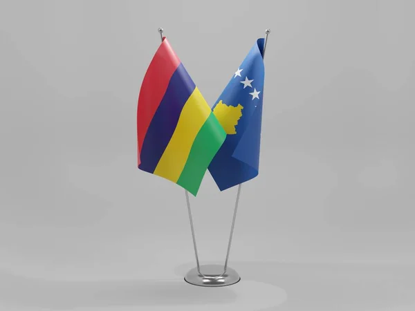 Косово Маврикий Флаги Сотрудничества Белый Фон Рендер — стоковое фото