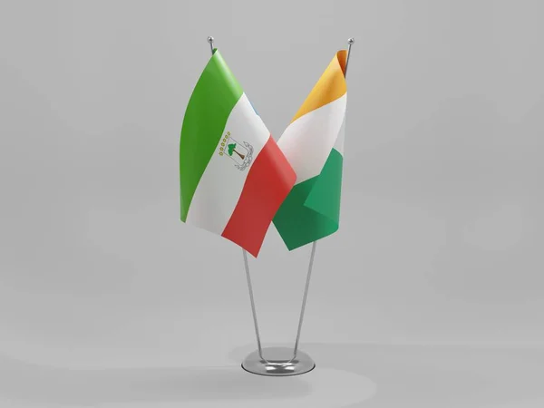 Cote Ivoire Ισημερινή Γουινέα Σημαίες Συνεργασίας Λευκό Φόντο Render — Φωτογραφία Αρχείου