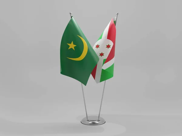 Burundi Mauritánia Együttműködési Zászlók Fehér Háttér Render — Stock Fotó