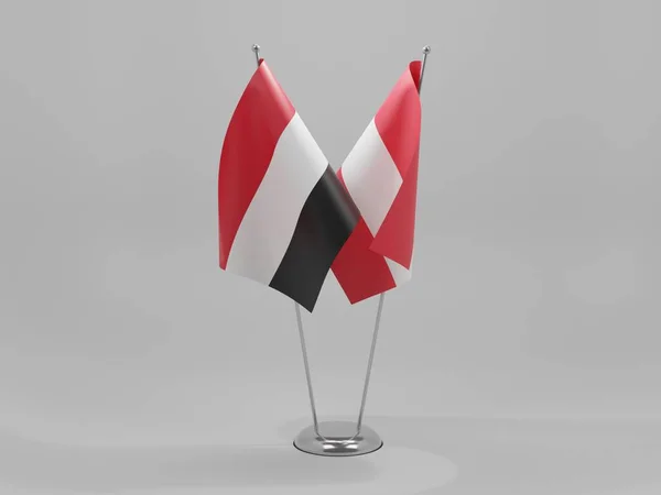 Austria Jemen Flagi Współpracy Białe Tło Render — Zdjęcie stockowe