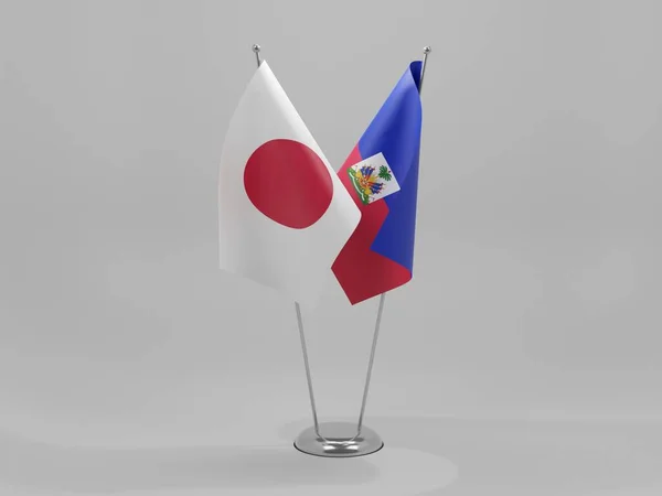 Αϊτή Ιαπωνία Σημαίες Συνεργασίας Λευκό Φόντο Render — Φωτογραφία Αρχείου