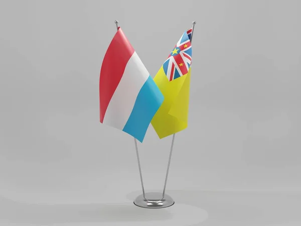 Niue Luxembourg Cooperation Flags Weißer Hintergrund Render — Stockfoto