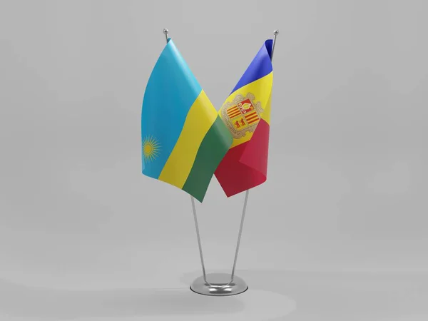 Andorre Drapeaux Coopération Rwanda Fond Blanc Render — Photo