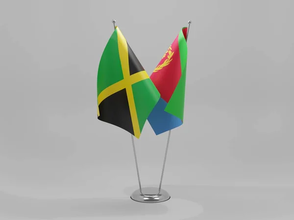 Eritrea Banderas Cooperación Jamaica Fondo Blanco Render — Foto de Stock