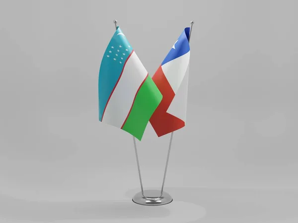 Chile Uzbekistan Cooperation Flags White Background Render — стокове фото